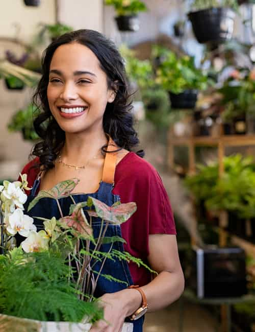 Woman in flower shop.